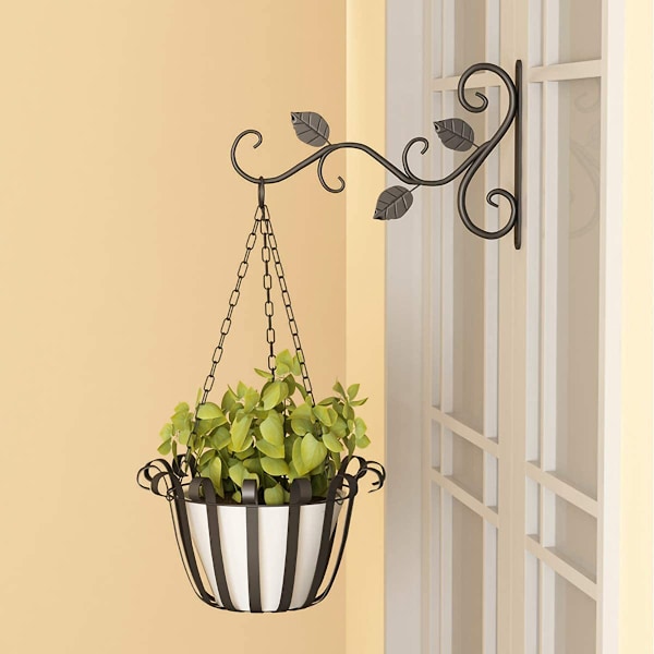 Veggkrok for planter Blader Hengende Metall Blomsterpotte Hagedekor