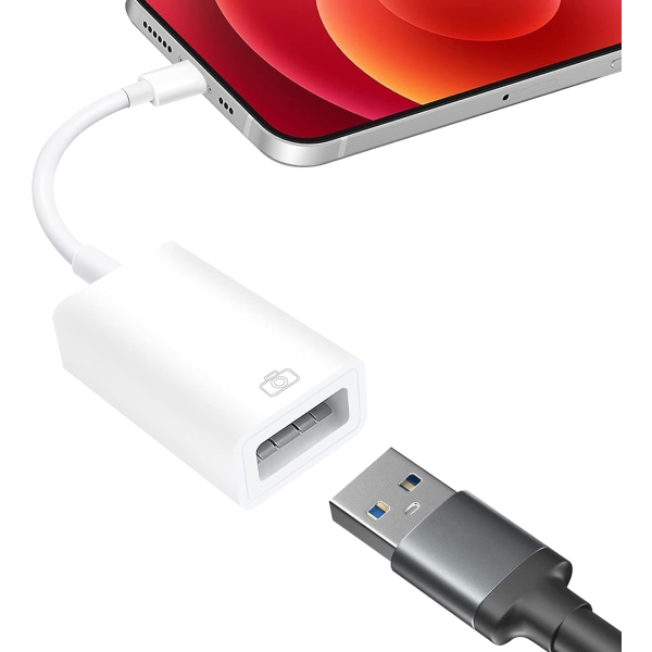 Lightning til USB-kameraadapter kompatibel med iPhone, i-Pad, USA