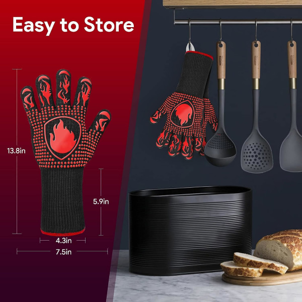 Grillhandske, värmebeständiga handskar Upp till 800°C Universal Non-S