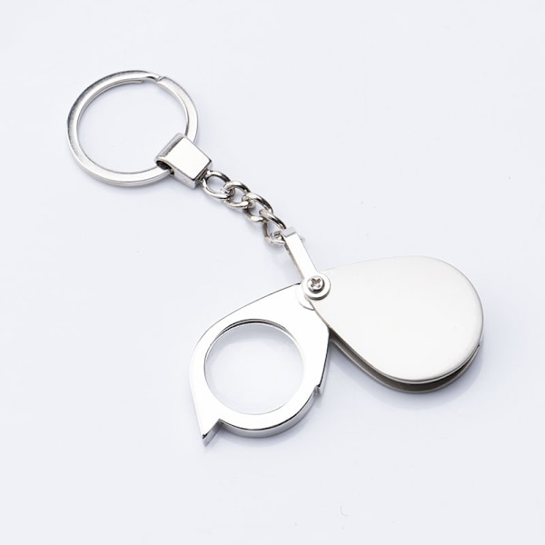 1 stk. nøkkelring forstørrelsesglass 5x lommeforstørrelsesglass liten sammenleggbar H