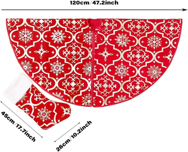 120cm Julgransmatta med stora julstrumpor, röd pl
