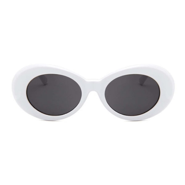 Hvide store runde retro solbriller sort glas hvid