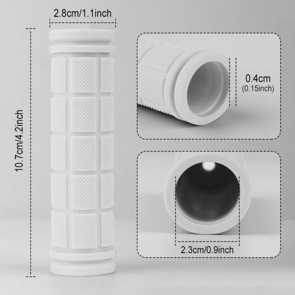 Par med ergonomiske sykkelgrep i sklisikker myk gummi, hvit