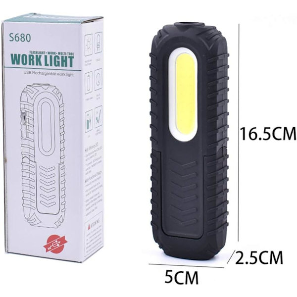 Genopladelig LED-arbejdslampe, 5W COB Front LED-inspektionslamper w
