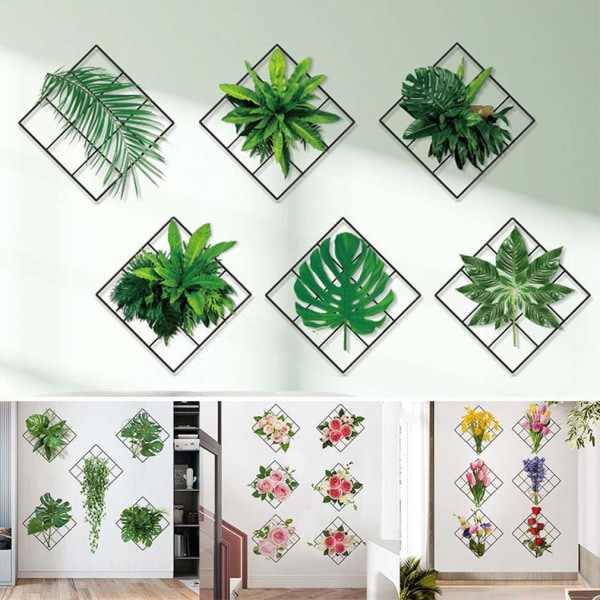 3D Grønn Plante Veggklistremerke, Grønn Veggklistremerker Planter Blader Vegg