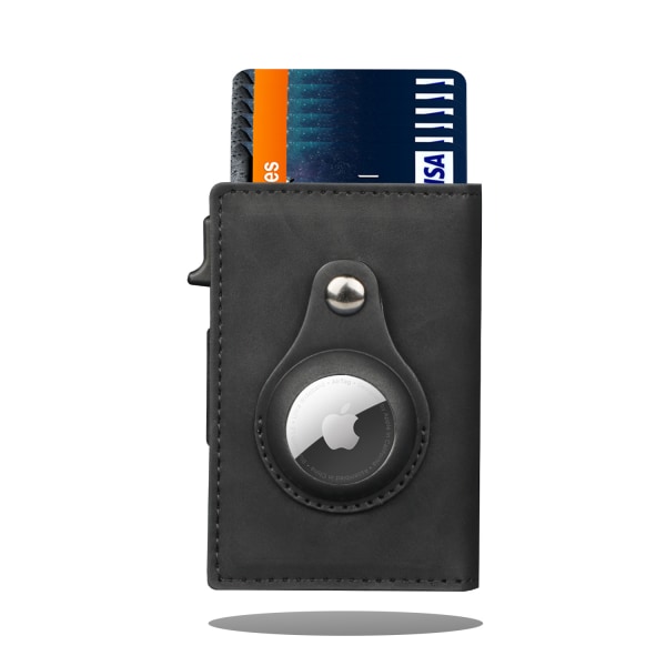 Svart plånbok Air Tag plånbok i äkta läder Rfid Technology Credi