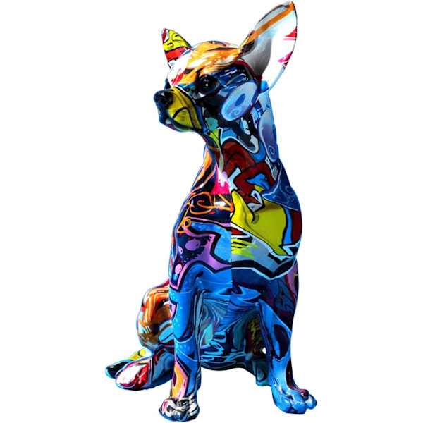 Hundstaty, Resin Sittande Chihuahua Hundfigurer, Idé, Graffiti