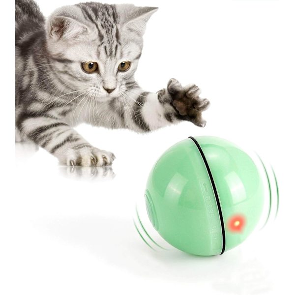 Katt leksak, leksaksboll med LED-ljus, 360 graders automatisk rotation a