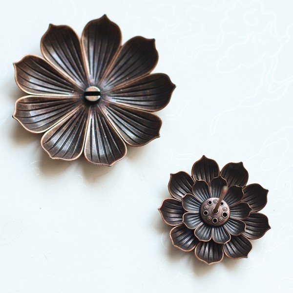 Lotus Røgelseholder Pinde Røgelse Brænder Messing Kegle Spiral Røgelse