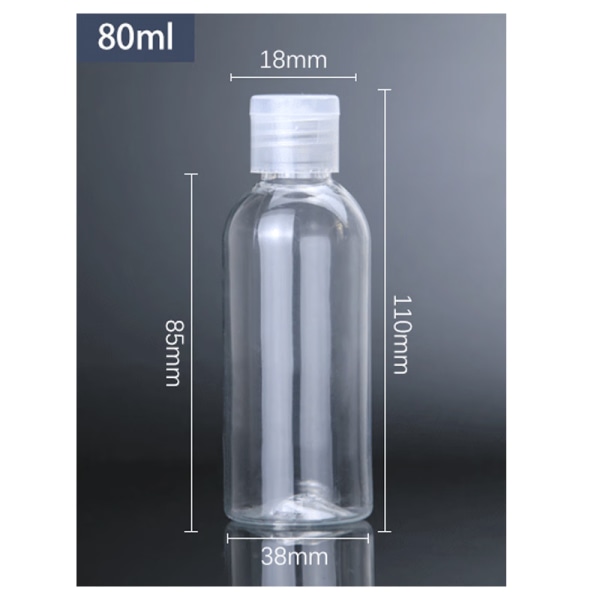 9 stk 80 ml PET flip top væskeflaske kosmetikk dispenserflaske s