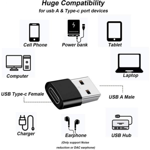 1 PC USB-adapter - USB Type A (han) til USB-C (hun) - USB 3.1