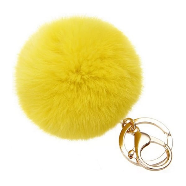 Pompom Purse Charm in Real Rabbit Hair, Guaranteed Soft Touch (Ye