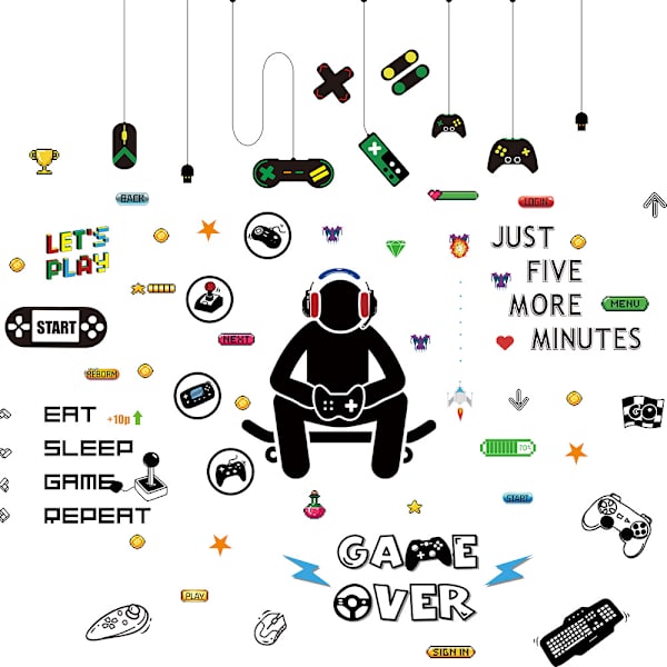 6 st spel element väggdekaler Spelkontroll väggdekaler för