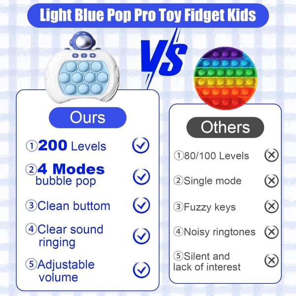 Lommespil til børn 4 tilstande Quick Push-spil Light Up Pop It Gam