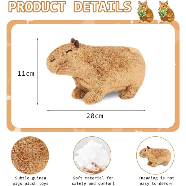20cm plys bamse, søde plys bamser, realistisk capybara plyslegetøj