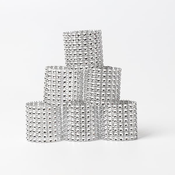 10 st Silver Servettringar Bling Rhinestone Servettringar Bröllop