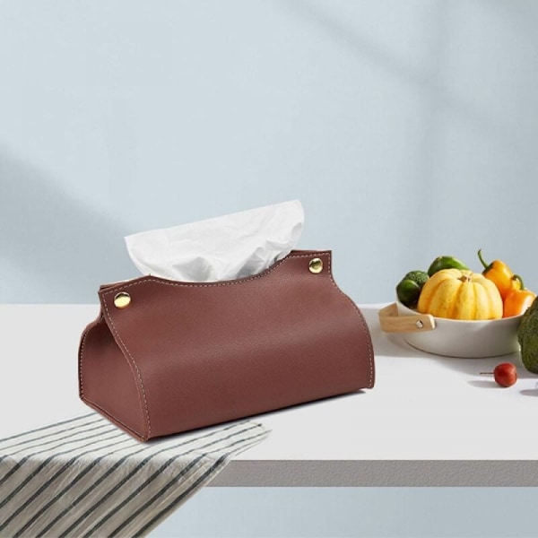 (Mörkbrun) Läder Tissue Box, Tissue Dispensers Servetthållare, Nordisk
