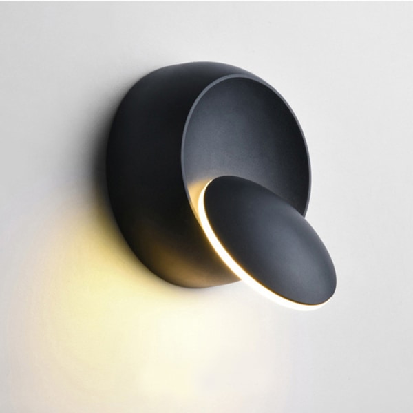 Wrought Iron Warm/White LED Corridor Wall Sconce, Round Crescent