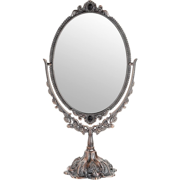 Makeup Spejl Vintage Dekorativ Spejl Oval og Dobbeltsidet Mir
