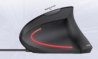 Sort, sort kablet ergonomisk mus, 6400 DPI lodret mus, 6 knapper