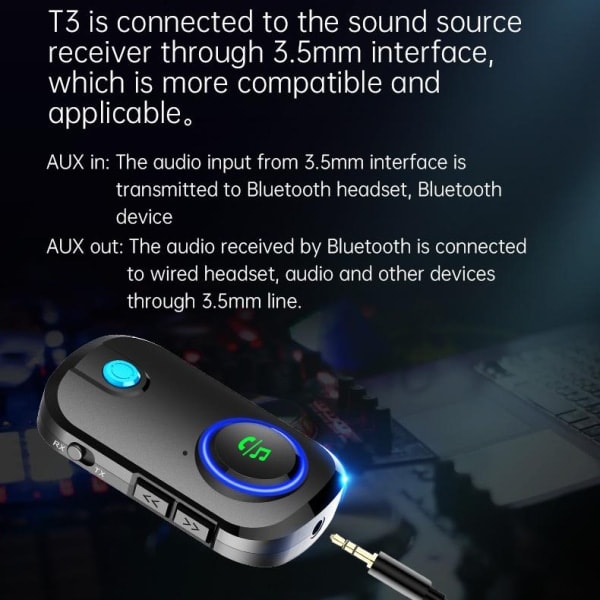 Trådløs Bluetooth-sender/mottaker håndfri AUX