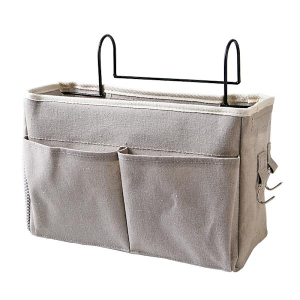 1PC（Grå）Sängficka, Vattentät Canvas Sänghylla Organizer Hängande