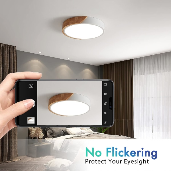LED-kattovalaisin 24W viileä valkoinen 6000K 2400LM, moderni pyöreä puu