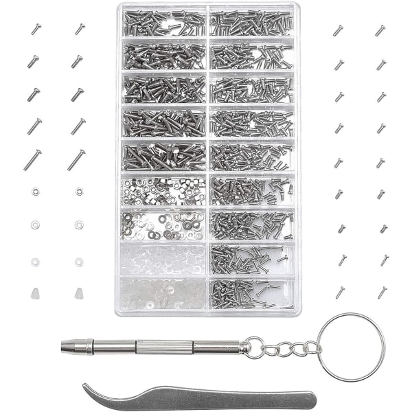 1000 Micro Screw Glasögonreparationssatser, med pincett och Screwdri