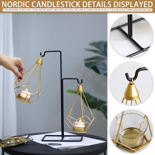 Ljusstake Geometrisk Metall Ljusstake Heminredning Hängande