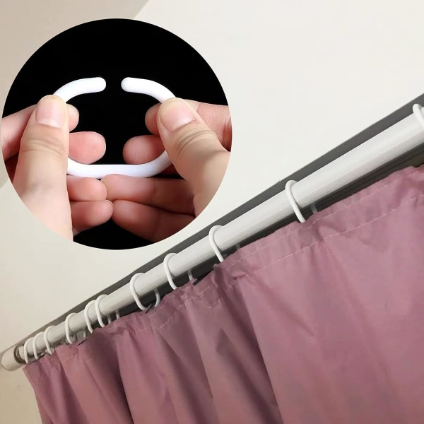 12 st C-formade duschdraperiringar i plast för dörr