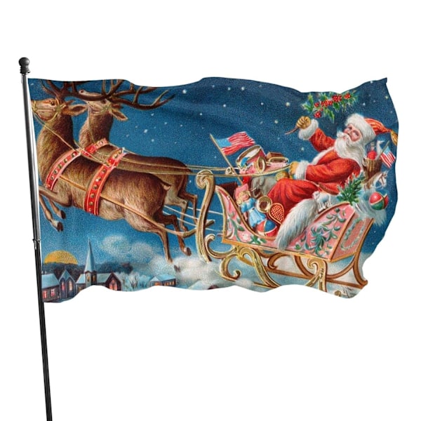 Jultomteflagga med renar och presenter Live Color An