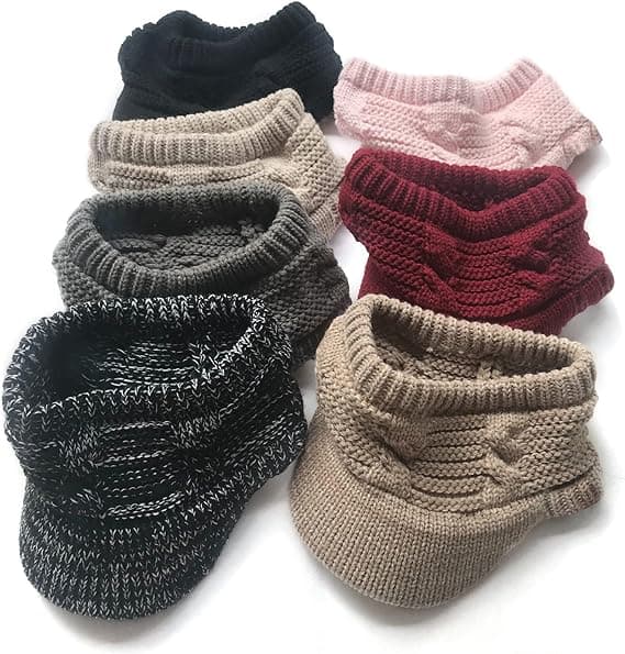 Beanie Tail Vinter Varma Stickad Messy Hög Bun Hästsvans Mössor Visor B