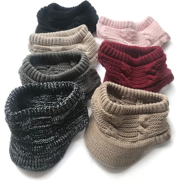 Beige Beanie Tail Vinter Varma Stickad Messy Hög Bun Ponytail Mössor