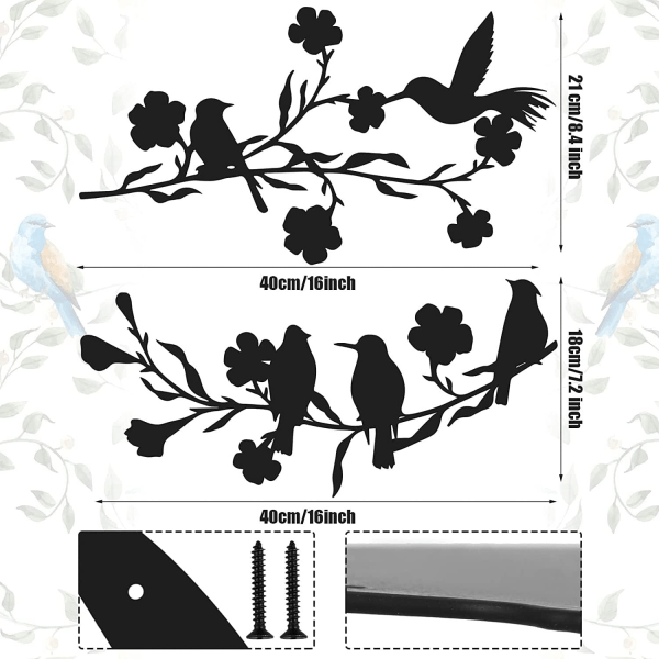Metal Bird on Tree Väggdekor - Väggdekor för Living Roo