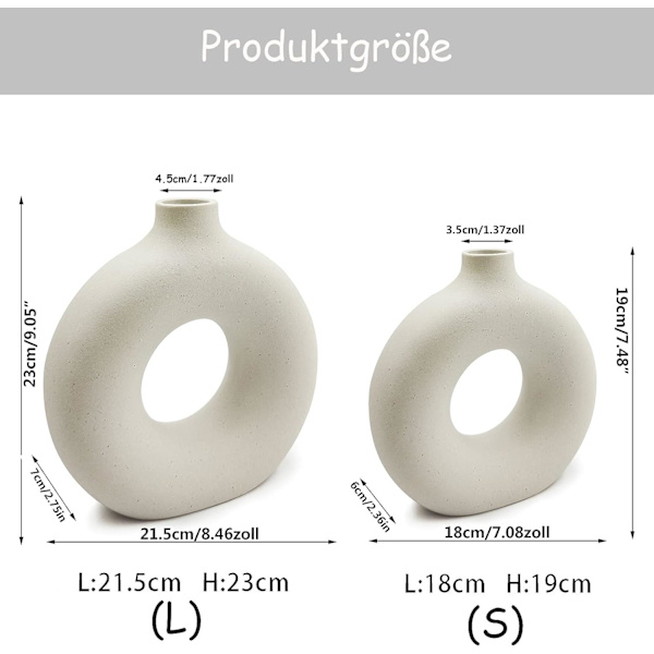 Pyöreä ontto kukkamaljakko himmeillä hiukkasilla, beige, minimalistinen