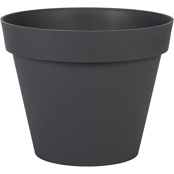 Rund antracitgrå blomkruka