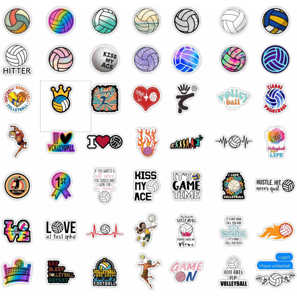 50 st Volleybollspelare logga klistermärken tecknad etikett för mobil sid