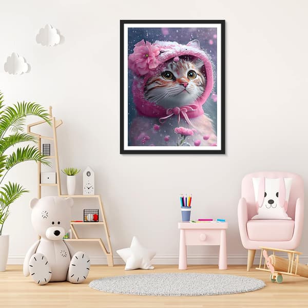 30x40cm 5D Diamantmaleri Kits til Voksne, Kat Diamantkunst Kits