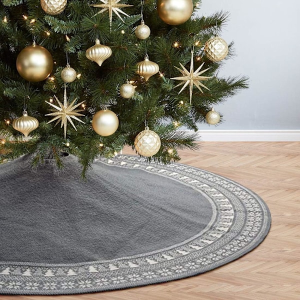 Julgransmatta, 90 cm stickad julgransmatta med tjock