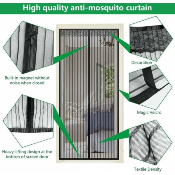 1 stk magnetisk dør myggnetting, automatisk lukkende gardin, ultrafint