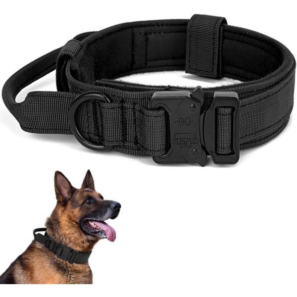 (XL, Svart,50-62)Taktiskt hundhalsband med handtag - Militärhund C