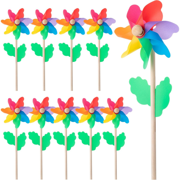 10 stk Træ Party DIY Pinwheel Sæt til Have Græs Børnelegetøj