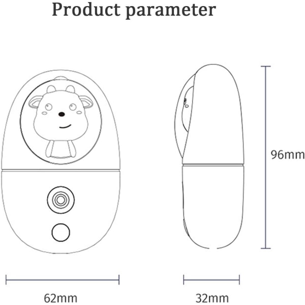 35 ml Mini Cute Pet -kostutin, Kylmäsumuinen Käsikäyttöinen Kostutin (Pi