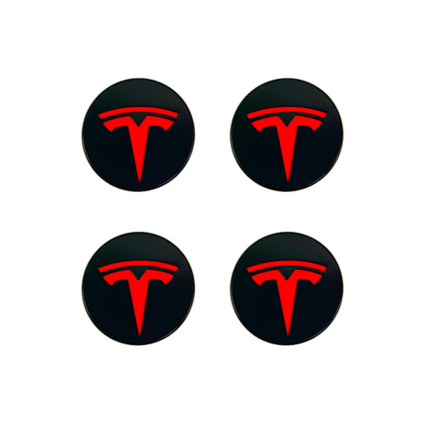 4 stk. hjulcenternavkapsæt til Tesla Model 3 Y Tesla Red