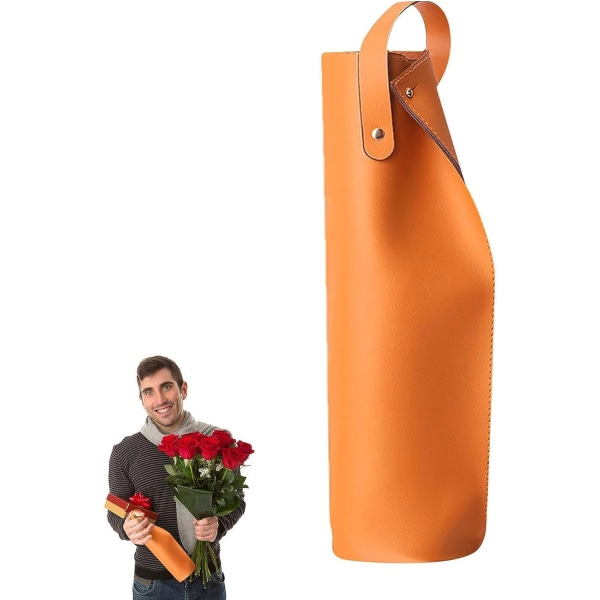 Vinväska, PU-läder 750 ml enkel flaska väska med handtag, W
