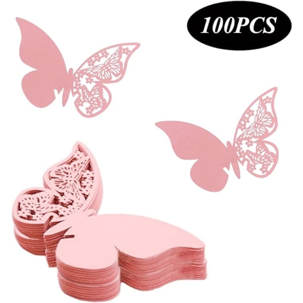 100 st Butterfly Place Cards Sittkort Fjärilsform 3D Flo