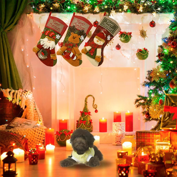 3 st 18\" Julstrumpa Klassisk Stor Julstrumpa Jultomte, S