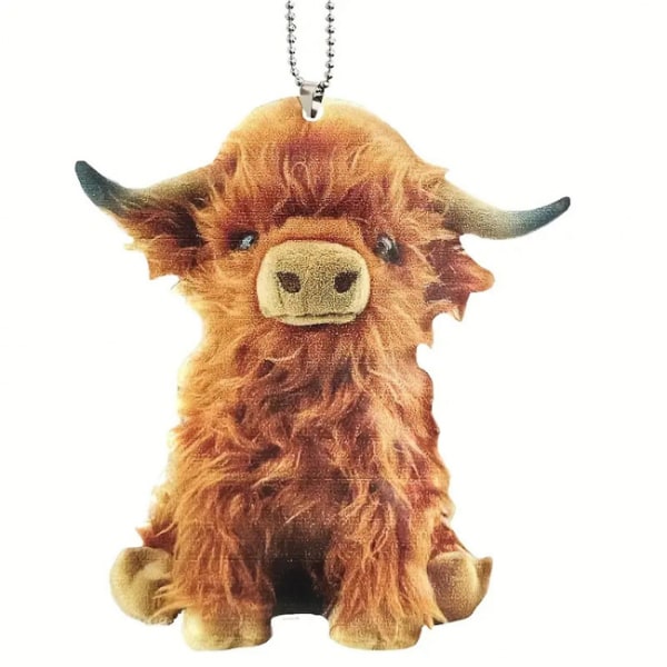 Jiyuge Highland Cattle Hengedekorasjon Med Perlekjede Ku