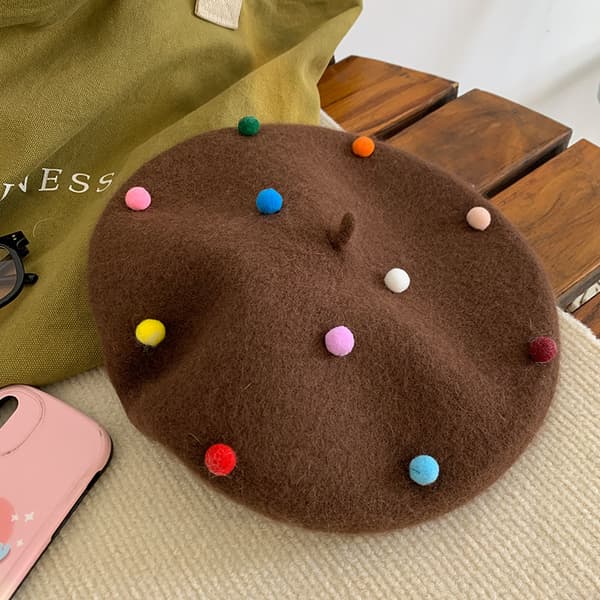 Sort+kaffe todelt damevinterhue Klassisk uldberet Fren