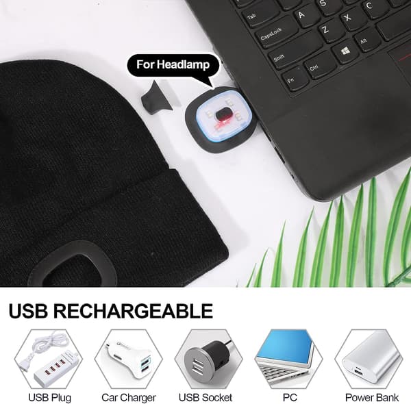 USB genopladelig 4 LED hue, lysende hue belysning og blink